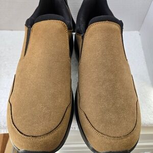 FitVille Explorer Slip On Mens 15W Wide Brown Outdoor Comfort Walking Shoes New